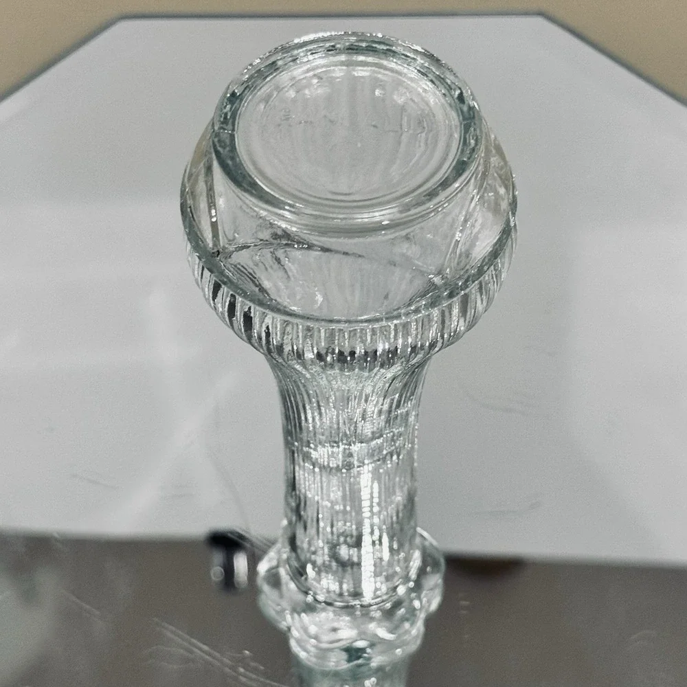 Vintage Randall Clear Ribbed Glass‎ 6 Inch Flower Bud Vase W Scalloped Petal Rim